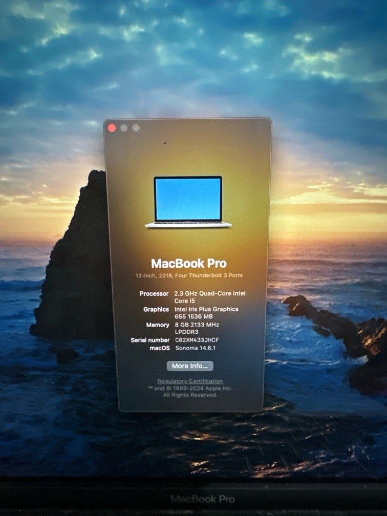 MACBOOK 2018 PRO (Category: Laptops & Notebooks) located in Quezon City. Submitted by mapollo (Listing ID 1393930943, Image 2). Description: Needs battery service aside from that everything else is fine. 512 GB with touchbar.