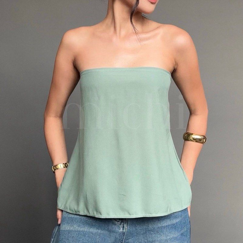 Michi Green Tube Top (Category: Blouses) located in Makati City. Submitted by sellsbynix (Listing ID 1393948282, Image 1). Description: - Never been used - Best fits S-M.