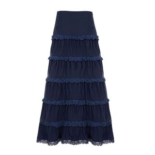 Navy Skirt with Lace Trim 深蓝色蕾丝蛋糕裙64239556884995110