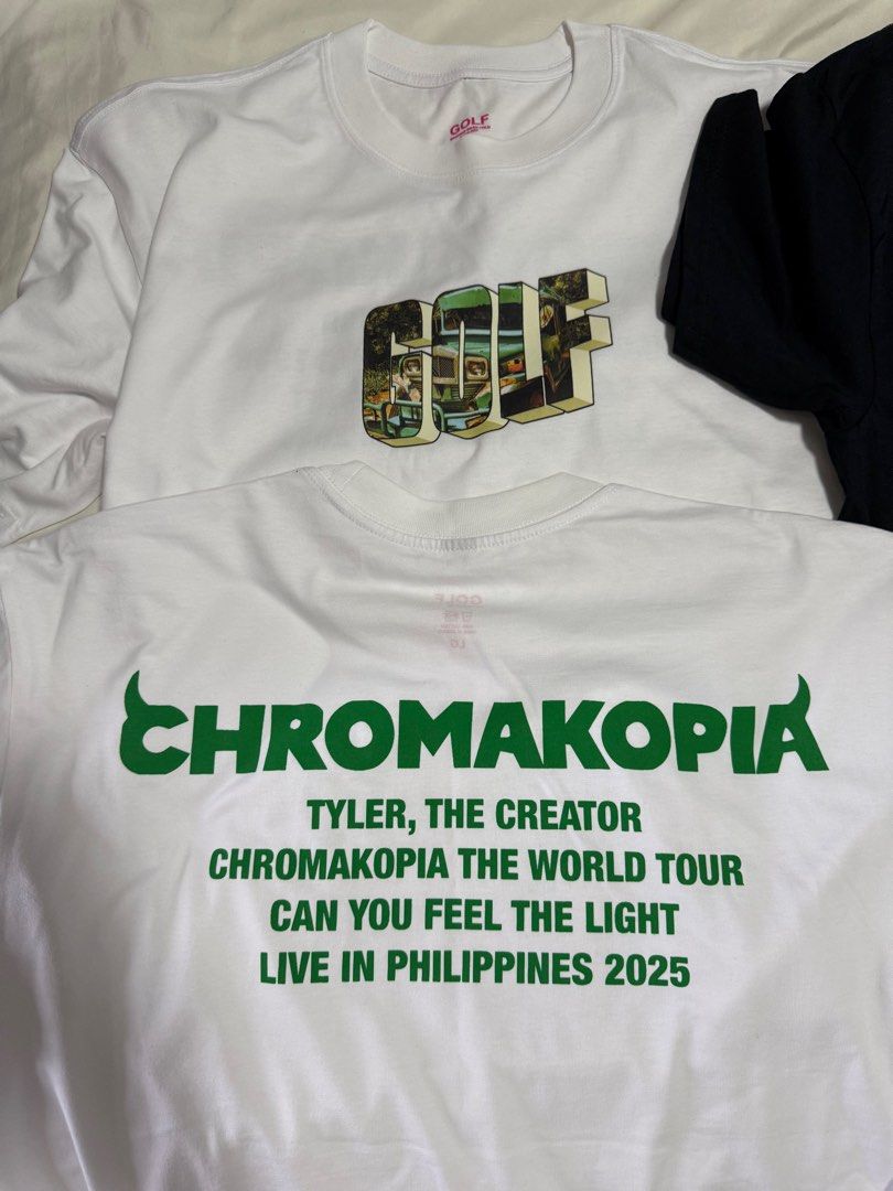 OFFICIAL TYLER THE CREATOR MERCH PH 2025 (Category: Tshirts & Polo Shirts ) located in Manila. Submitted by jeri_decluttering (Listing ID 1393876987, Image 3). Description: ON HAND / FOR SALE ONLY OFFICIAL TYLER THE CREATOR MERCH CHROMAKOPIA WORLD TOUR 2025 (2) GOLF MANILA PH EXCLUSIVE- LARGE 5995 each (SOLD OUT) (2) DTTG WHITE - LARGE 5200 each (LAST STOCK) (2) DTTG BLACK - LARGE 5200 each (LAST STOCK) (1) CHROMA HOODIE BLACK - LARGE 8500 ea SOL