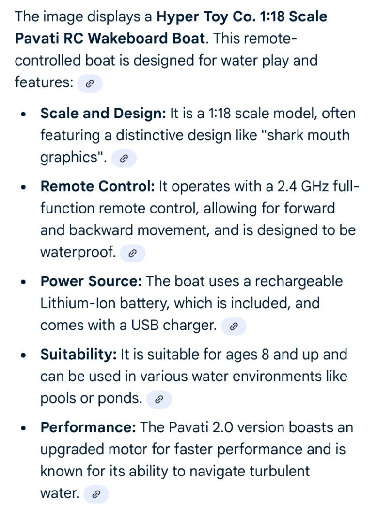 PAVATI RC WAKEBOARD BOAT I:18 SCALE (Category: Water Sports) located in Imus. Submitted by mmplaza72322431 (Listing ID 1393832463, Image 3). Description: PAVATI RC WAKEBOARD BOAT I:18 SCALE ORIG PRICE 1,999 - SALE PRICE 1000 2 UNITS AVAILABLE .