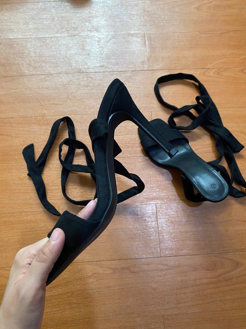 Strappy Heels (Category: Heels) located in Panganiban. Submitted by girlinqueue (Listing ID 1393833164, Image 2). Description: Used once. Very chic in actual. Size 6 but is actually smaller since I am a 5. RFS: Decluttering. .