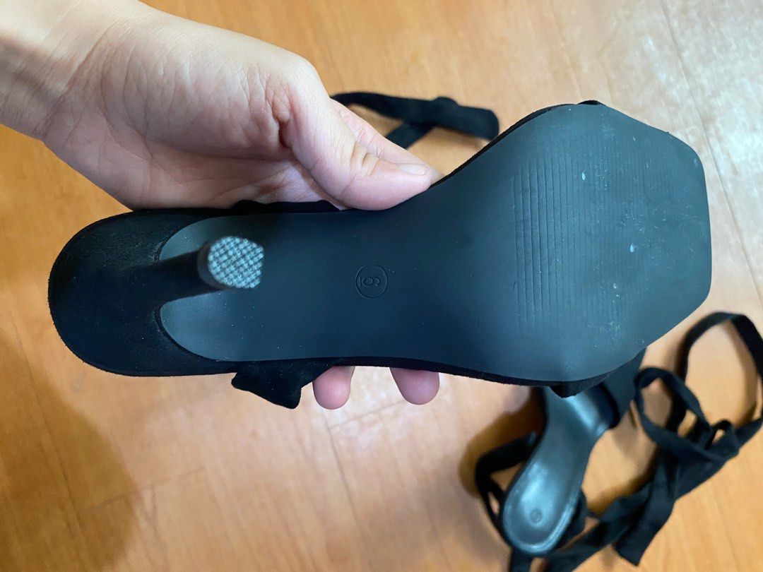 Strappy Heels (Category: Heels) located in Panganiban. Submitted by girlinqueue (Listing ID 1393833164, Image 3). Description: Used once. Very chic in actual. Size 6 but is actually smaller since I am a 5. RFS: Decluttering. .