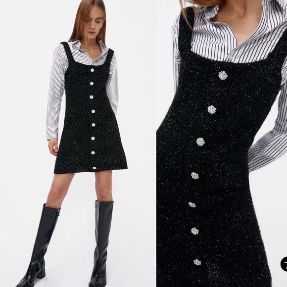 Zara Tweed Dress (Category: Dresses) located in Panganiban. Submitted by girlinqueue (Listing ID 1393821974, Image 1). Description: Flaws: missing gems on some buttons But this is soooo pretty in actual. Used once only. LP posted. .