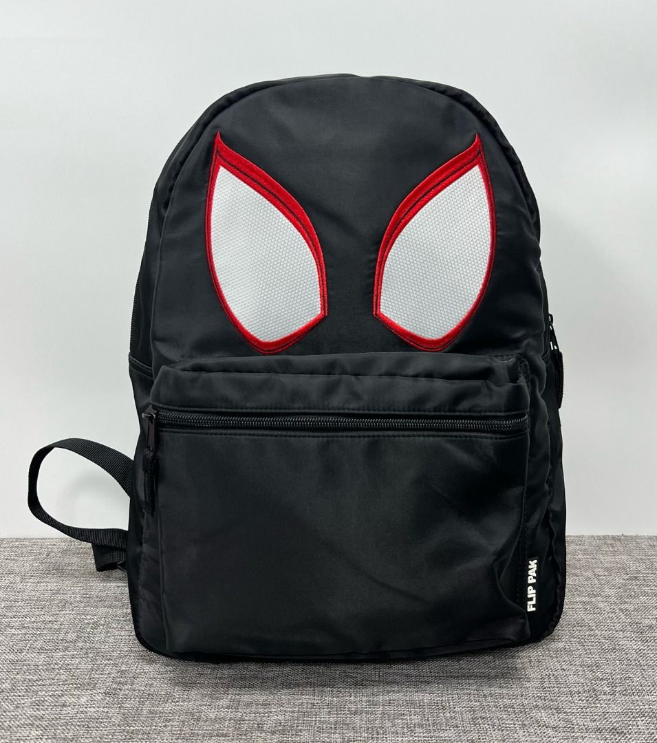 美國 FLIP PAK x MARVEL Miles Morales SpiderMan 蜘蛛俠 黑色帆布 雙面 背囊, 兒童＆孕婦用品 ...