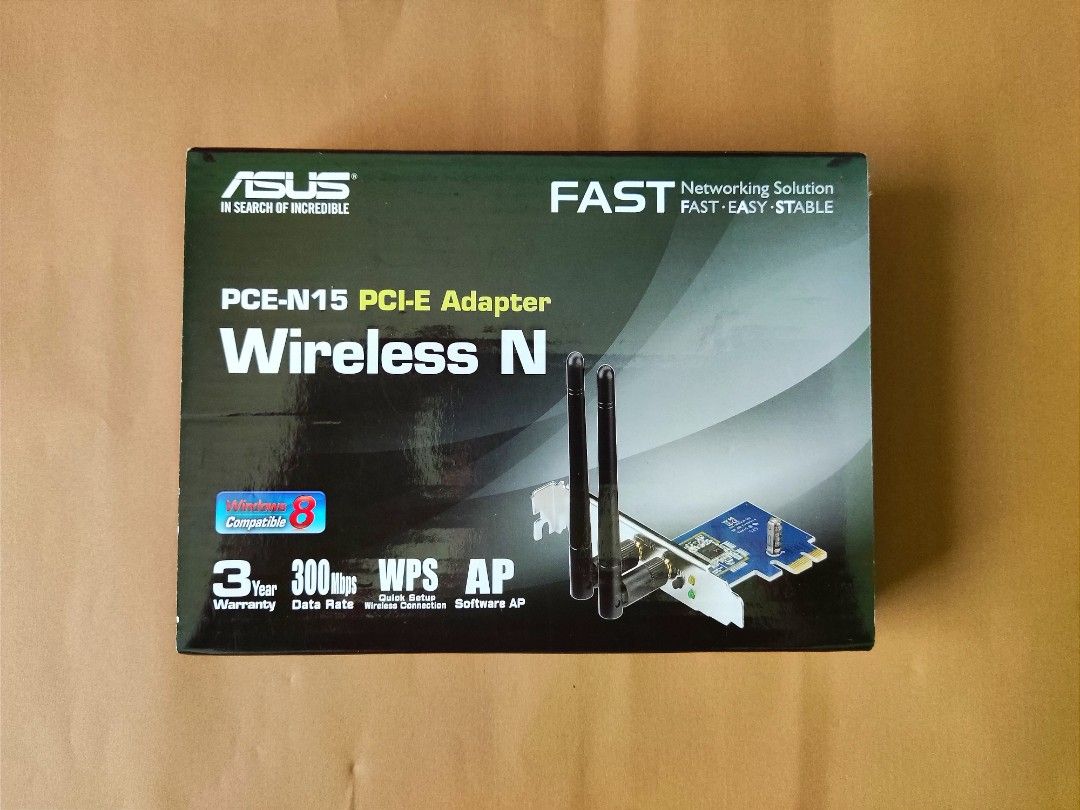 ASUS PCE-N15 Wireless N WiFi Adapter (Category: Networking) located in Ozamiz City. Submitted by mouiofficial (Listing ID 1394133230, Image 2). Description: 📶Inclusions 📍Box, WiFi Adapter, 2 Antenna, Low Profile Bracket, Manual No hidden issue, Nag upgrade lang ako sa WiFi 6. Working in excellent condition. Actual Pictures Posted! RFS: Upgrade, Declutter!.