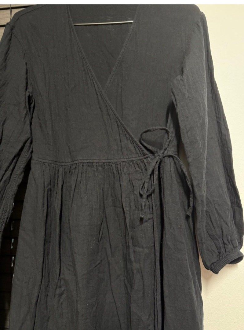 muji black dress Kapok Blend Twill Cami Dress
