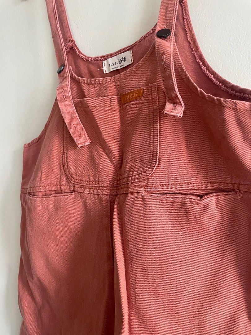 Denim Over-all in Terracota (Category: Rompers) located in Pasig City. Submitted by kendalldf (Listing ID 1394053686, Image 2). Description: Has 2 front pockets and buttons on the straps for adjustment. .