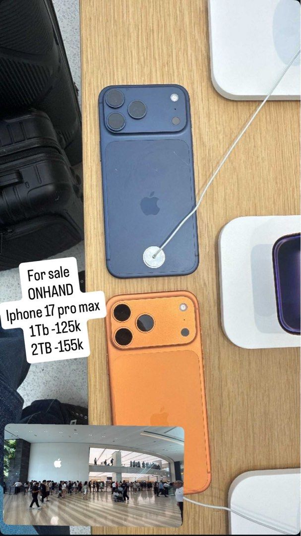 Iphone 17pro max 1tb 2tb (Category: iPhone 17 Series) located in Davao. Submitted by jmcare (Listing ID 1394173606, Image 1). Description: Brand new Onhand Iphone 17 pro max.