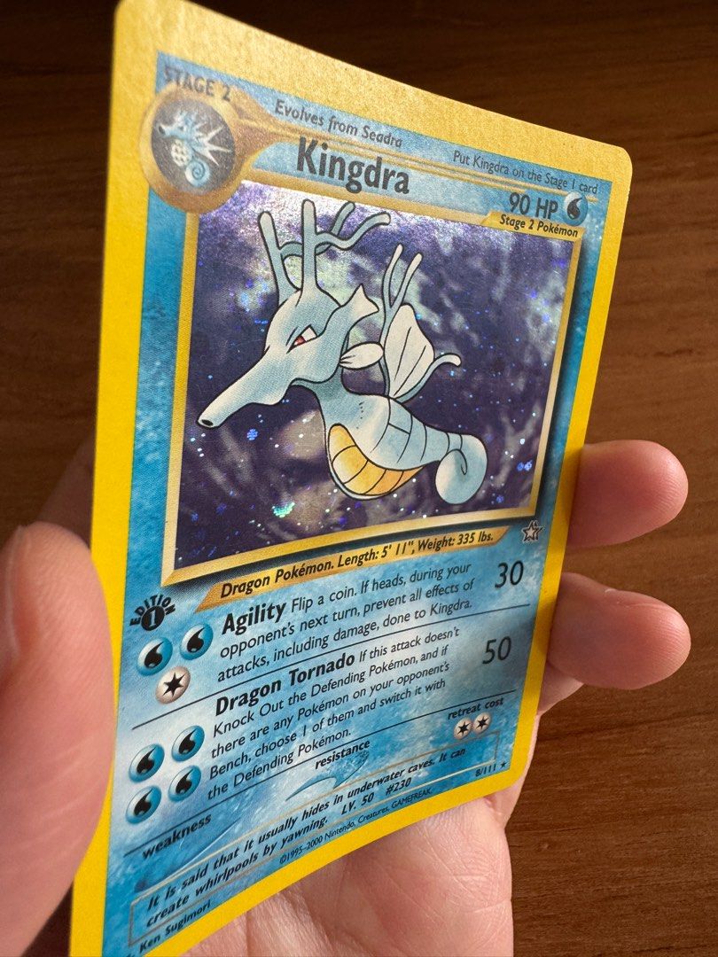 Kingdra Neo Genesis 1st ed (Category: Vintage Collectibles) located in Singapore. Submitted by lyxrelivingmychildhood (Listing ID 1394179008, Image 3). Description: As pictured, Unlimited sold, Left 1st Ed..