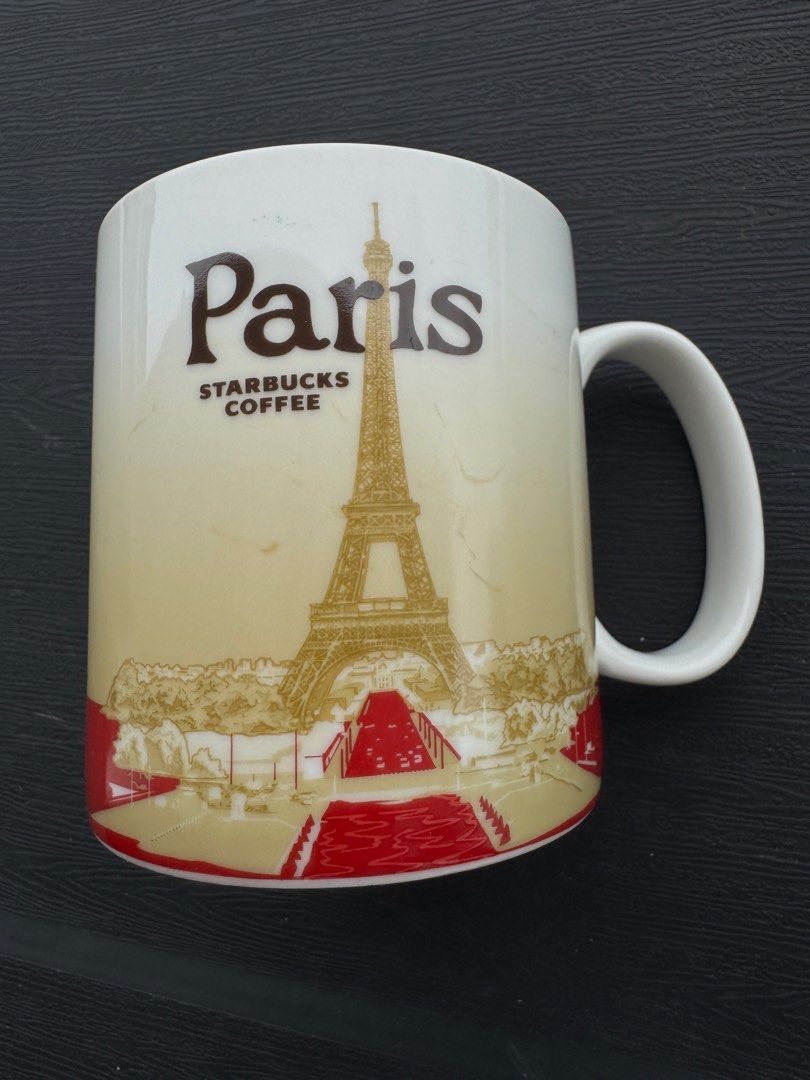 Paris Icon Starbucks Mug (Category: Dinnerware & Cutlery) located in Cebu City. Submitted by newfoundgems (Listing ID 1394036796, Image 1). Description: Unused, displayed only. With SKU. Will ship in box (not orig). Has flaw marks (circled in pic). DM for more pics/details. 📍Cebu City, can ship nationwide 📦 Buyer shoulders shipping/delivery fees via Grab, Lalamove, J&T MOP: Gcash, BPI or BDO.