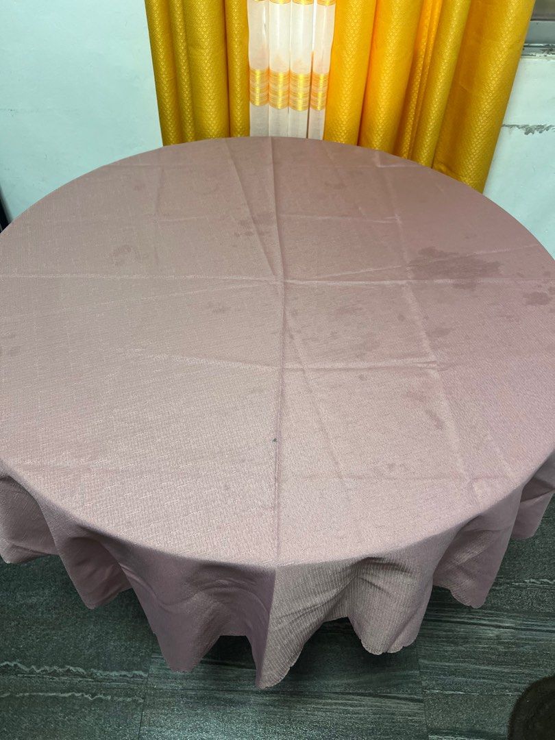Pink table cloth (Category: Table Linen & Textiles) located in Quezon City. Submitted by cristintin (Listing ID 1394201798, Image 2). Description: Decluttering table cloths. Color pink. Fits 4 seater round table. Hosh brand.