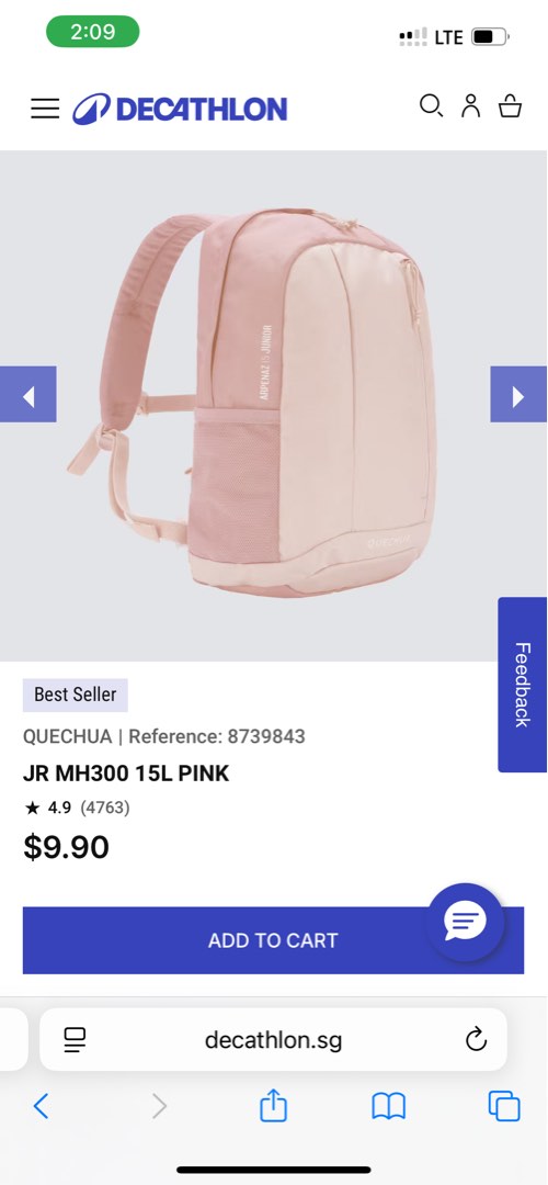 Quechua JR MH300 15L Pink Backpack, Babies Kids, Babies Kids