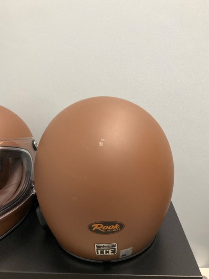 Rook Helmets with Cardo Intercom (Category: Helmets and other Riding Gears) located in Quezon City. Submitted by habitto.ph (Listing ID 1394044512, Image 3). Description: Rook Helmet with Cardo Intercom Rook Helmet -Classic Matte Finish -Full Face -Authentic -2 pcs Helmet (Small and Medium) -With Dust Bag Color: Matte Brown Cardo Spirit Duo -2 pcs -With Box -Installed RFS: Selling our motorcycle and decluttering Complete with original box, dust b
