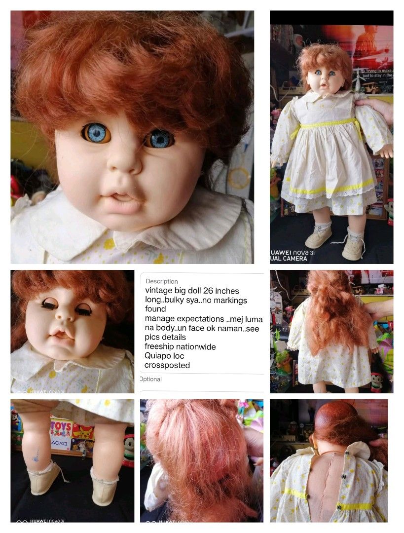 Vintage Big Doll 26 Inches (Category: Plushies & Soft Toys) located in Antipolo. Submitted by atomspage (Listing ID 1394133795, Image 1). Description: - Vintage big doll, approximately 26 inches tall - Features long, bulky hair freed - Body shows some wear (see pictures) - Free shipping nationwide - Located in Quiapo - Cross-posted.