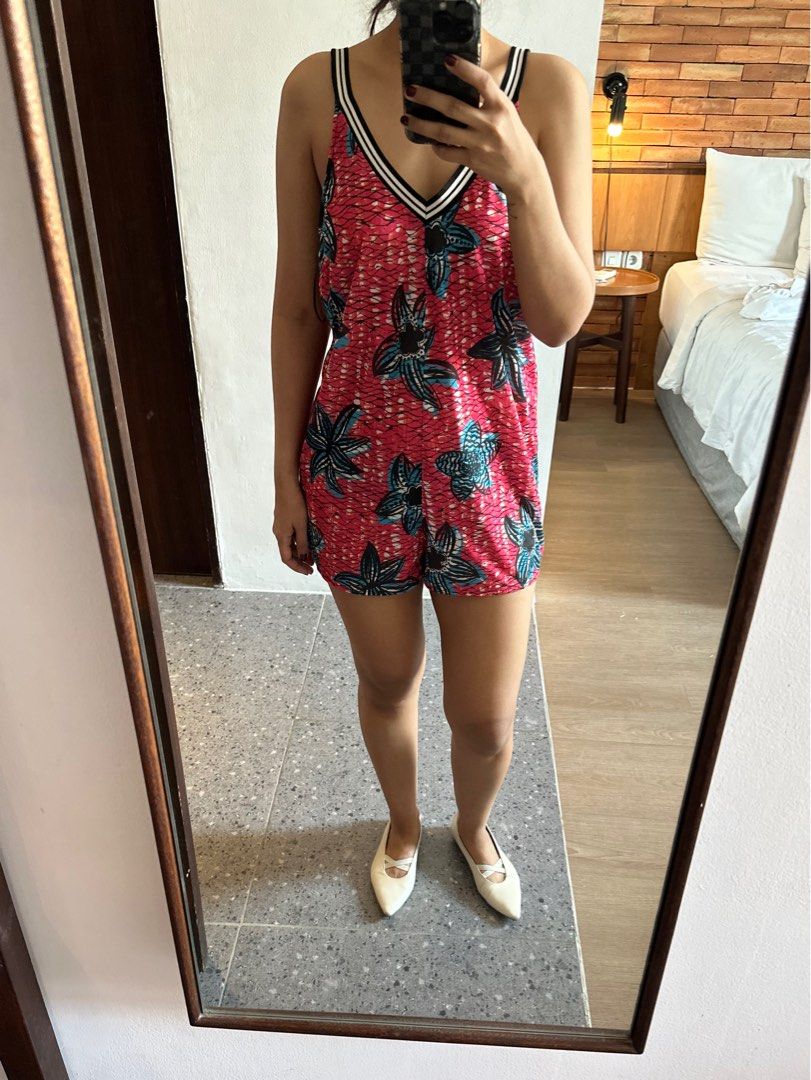 Zara pink jumpsuit zara low back flower playsuit short romper summer  playsuits floral overall shorts baju kodok beach wear baju pantai beachwear