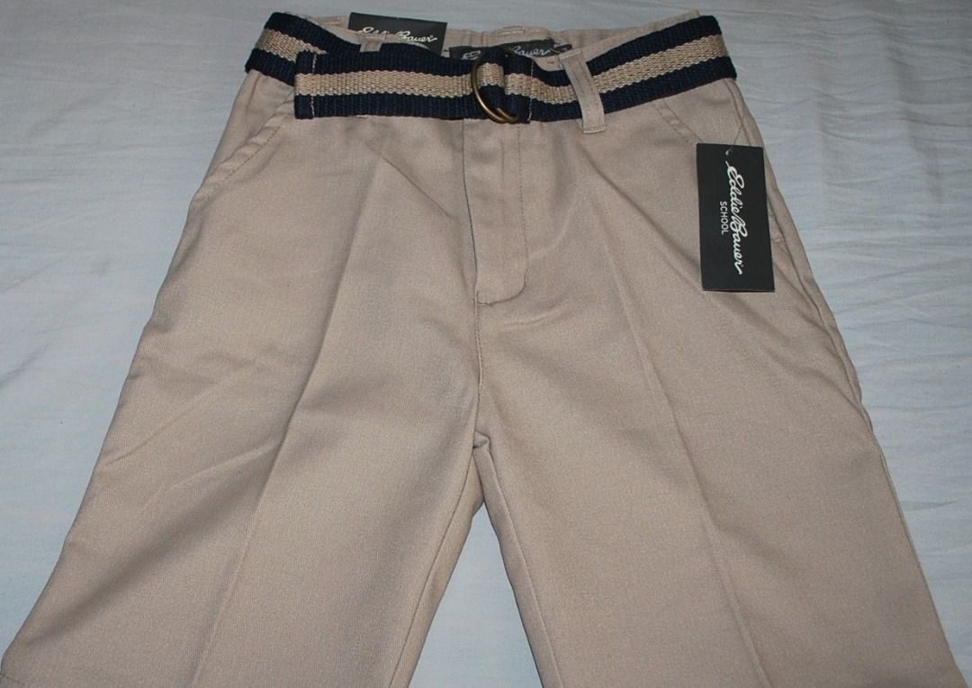 Authentic Eddie Bauer Khaki Pants for 5-8 yrs old (Category: Babies & Kids Fashion) located in Paranaque City. Submitted by vanitelab (Listing ID 1394355248, Image 2). Description: Authentic and Brand-new EDDIE BAUER Shorts Product Description: Color Khaki Size 7 When laid flat: waist - 11 inches (x2) hips - 14 inches (x2) length - 17 inches - 2 slash front pockets, a thigh phone pocket, and two welt back pocket design - web belt and D-ring buckl