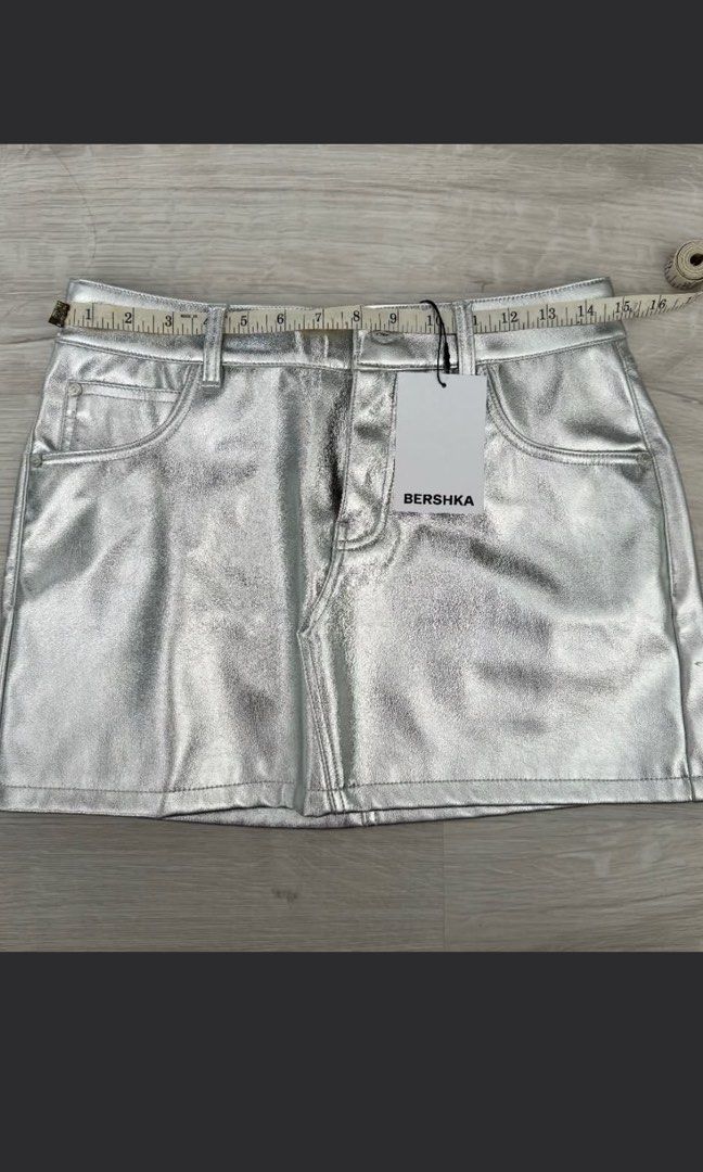 Bershka Silver Skirt (Category: Skirts) located in Manila. Submitted by philocalyph (Listing ID 1394372359, Image 3). Description: Tag removed original 1,295.