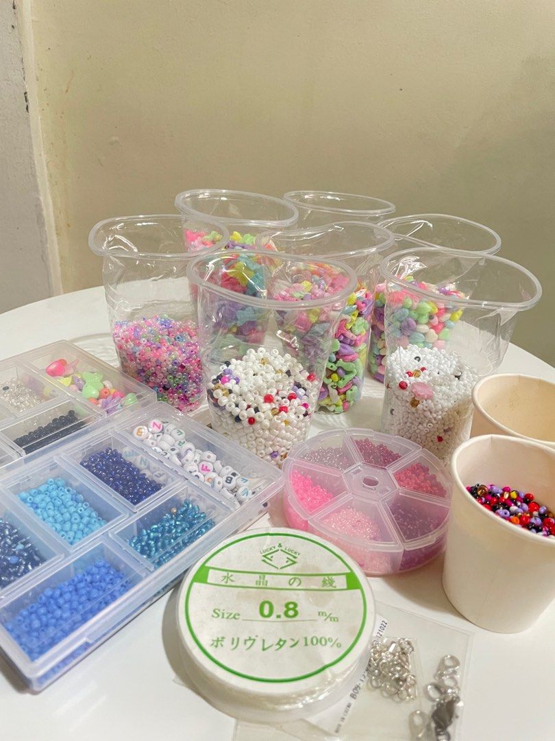 Bracelet Making Beads for Sale TAKE ALL (Category: Craft Supplies & Tools) located in Muntinlupa City. Submitted by hellotia (Listing ID 1394284856, Image 3). Description: For DIY Bracelets Inclusions • White Beads (2 sizes) • Assorted Beads Regular Shape • 1 Blue Set Beads (with round letters) • 1 White, Black, & Gray Set Beads (with square letters) • 1 Small Pink Beads Set • Locks • String (size: 0.8mm) Assorted Colors • Heart Shaped Beads • Ro