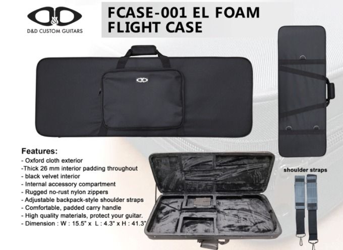 D&D Flight Case for Electric Guitar (Category: Musical Instruments) located in Quezon City. Submitted by cloudmusicndsports (Listing ID 1394333784, Image 1). Description: - D&D Custom Guitars FCASE-001 EL Flight Case - Durable Oxford cloth exterior - Thick 26mm interior padding - Soft black velvet interior - Internal accessory compartment - Rugged, no-rust nylon zippers - Adjustable backpack-style shoulder straps - Comfortable, padded carry handl