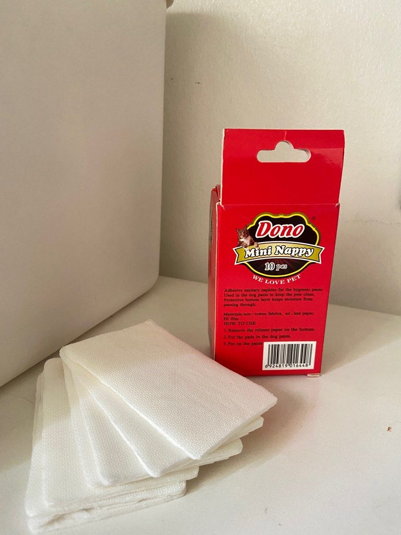 DONO Mini Nappy (Medium) (Category: Diapers & Baby Wipes) located in Bacoor. Submitted by decluttergirlie2 (Listing ID 1394402456, Image 2). Description: 6 pcs left Used when your female dog is on her period. Location: Bacoor, Cavite.