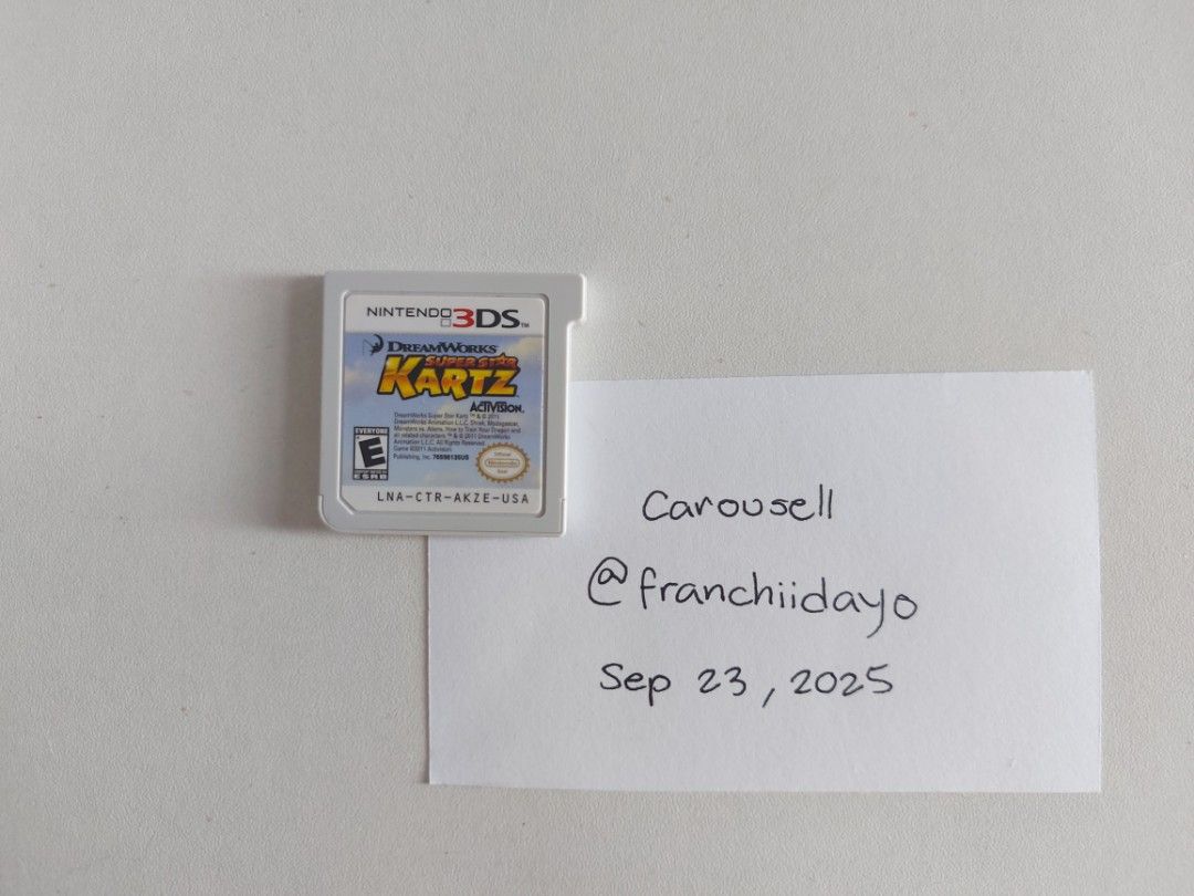 DreamWorks Super Star Kartz - Nintendo 3DS Game (Category: Nintendo) located in Pasay City. Submitted by franchiidayo (Listing ID 1394260241, Image 3). Description: No hard case, comes with the cover, manual, and game card. Game card works fine with no issues Shipping fee to be shouldered by buyer NO LOWBALLING, I will not entertain these offers and will ignore you if you do DISCLAIMER: Do NOT leave offers if you cannot do Pay as You Order, its r