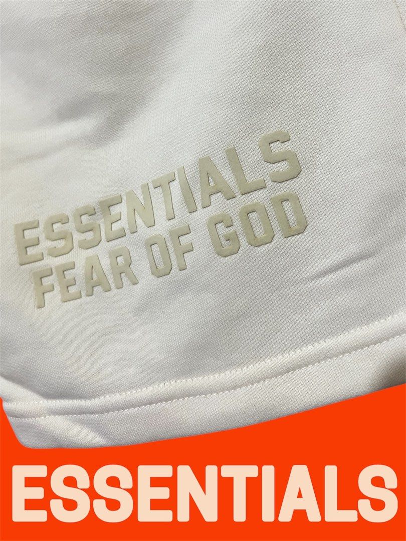 ESSENTIALS (Fear of God) (Category: Shorts) located in Valenzuela. Submitted by gotdrip (Listing ID 1394358068, Image 3). Description: Stay comfortable and stylish with these authentic Fear of God Essentials Shorts. Designed with a relaxed fit, premium cotton blend, and elastic waistband with adjustable drawstrings, these shorts deliver both luxury and everyday wearability. Size: Small (fits medium) ✅ Color: Off White / Cream ✅ Features: • Elasti