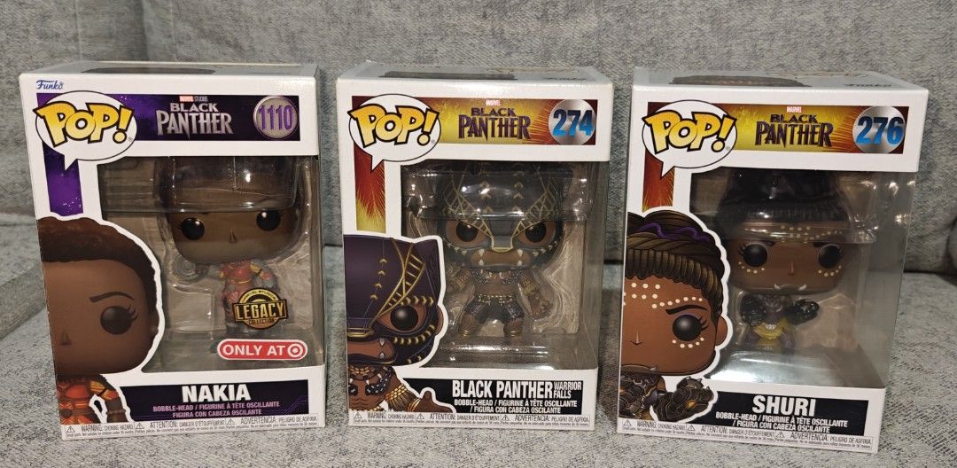 Funko Pop! Black Panther BUNDLE: Black Panther Warrior Falls + Shuri ...