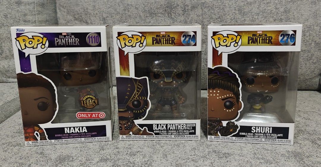 Funko Pop! Black Panther BUNDLE: Black Panther Warrior Falls + Shuri ...