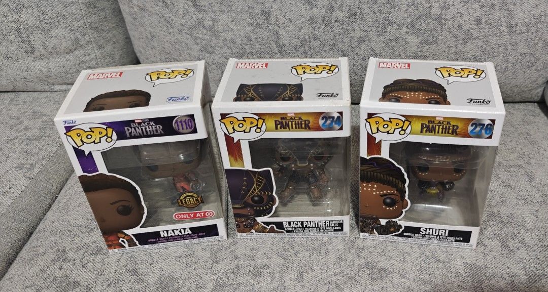 Funko Pop! Black Panther BUNDLE: Black Panther Warrior Falls + Shuri ...