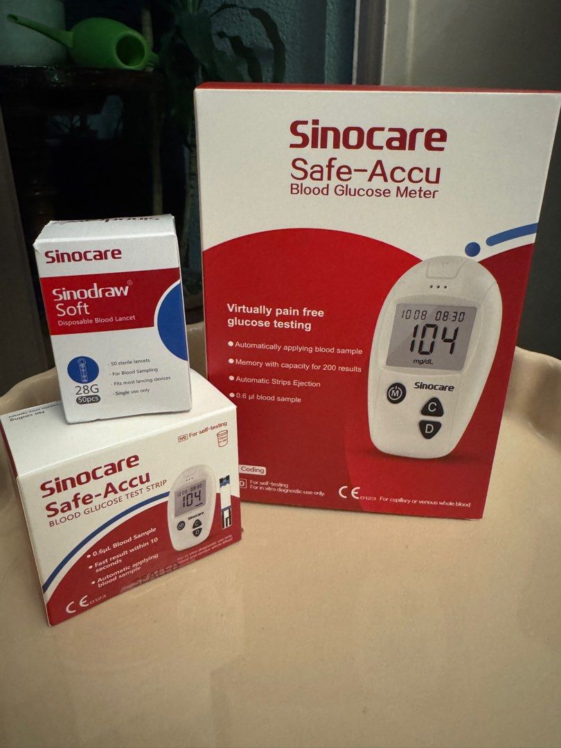 Glucometer Set with 50 strips and 50 lancets (Category: Health Monitors & Weighing Scales) located in Manila. Submitted by gayle.v (Listing ID 1394302845, Image 1). Description: Brand new and Complete set - Quick results - For everyday monitoring Inclusions: - Glucometer machine - Lancing device - 50 glucose test strips - 50 lancets - Storage bag - User manual.