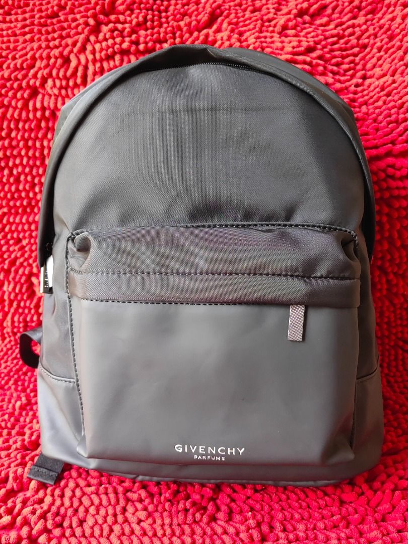 MUST GO - GWP - Original Givenchy Parfum Nylon Backpack (Category: Backpacks) located in Puerto Galera. Submitted by charisarifinds (Listing ID 1394215689, Image 1). Description: 📍Fixed price (clearance Sale na po ito 🙏 ) Brand new Original Givenchy Parfum GWP Nylon Backpack 🌟GWP - Gift with Purchase (VIP exclusive; not sold in store; this is a complimentary item when spending a certain amount in Givenchy store)🌟 30cm L x 38cm H x 12cm W ✅ Fi