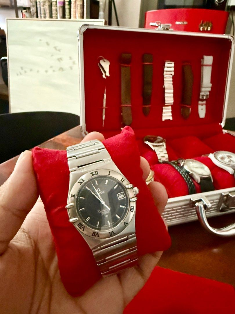 Omega Constellation Perpetual Calendar (Category: Luxury Watches) located in Makati City. Submitted by gentsrackmnl (Listing ID 1394230706, Image 2). Description: Reference 1552.40.00 Case diameter: 35.5 mm Case: Steel Dial Color: Grey Crystal: Domed, scratch‑resistant sapphire crystal with anti‑reflective treatment inside Water resistance: 5 bar (50 metres / 165 feet) Watch size: Gents Total product weigh: (approx.)100 g Calibre OMEGA 1680 Therm