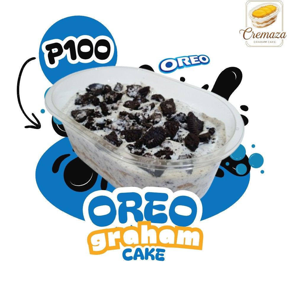 Oreo Graham Cake (Category: Homemade Bakes) located in Caloocan City. Submitted by tiffanysarisarishoppe (Listing ID 1394379110, Image 1). Description: New Flavor Alert! ✨ Try our Creamy Oreo Graham Cake made with 3 layers of creamy goodness and cookie graham, topped with chunky Oreo bits. 💙 Also open for Resellers💸.