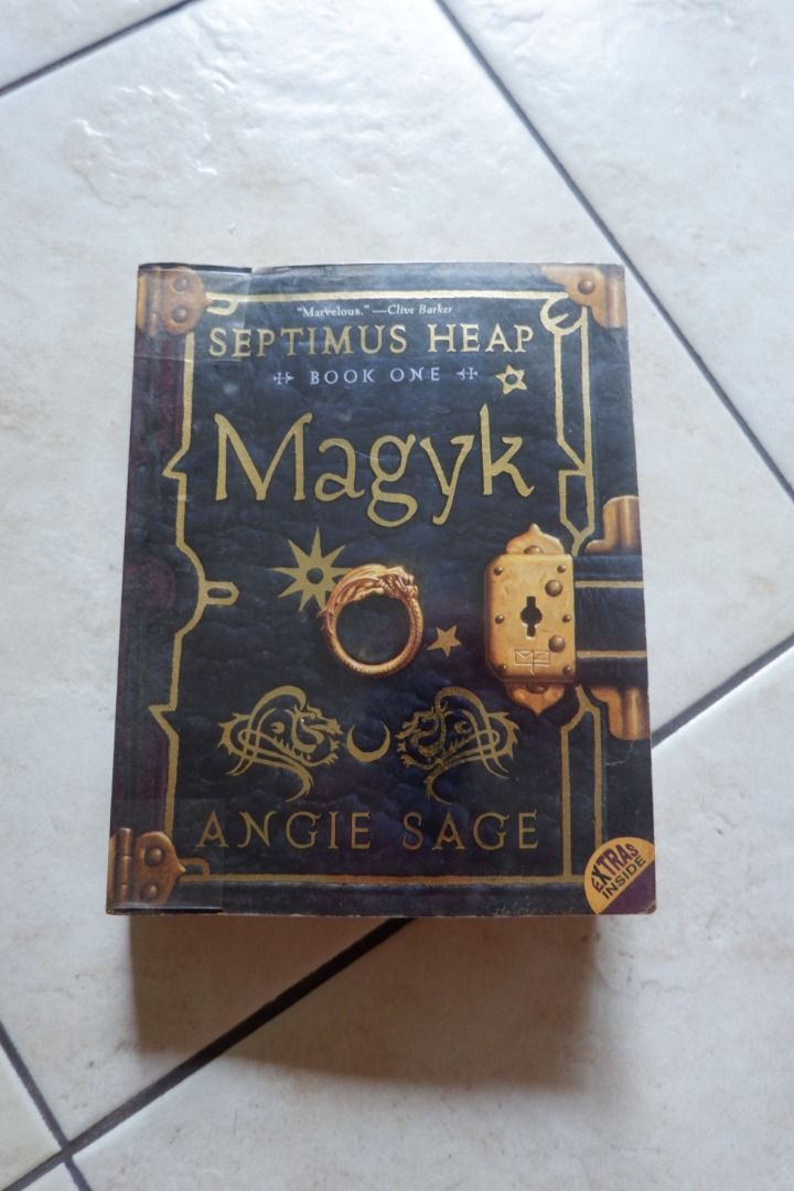 Septimus Heap Book 1: Magyk (Category: Storybooks) located in Quezon City. Submitted by miletdeclutters (Listing ID 1394349242, Image 1). Description: trade paperback book bought from Powerbooks wrapped in plastic cover with foxing/tanning no writings/highlights on pages good condition overall Published by HarperTrophy (2005) ISBN 978-0-06-057733-9.