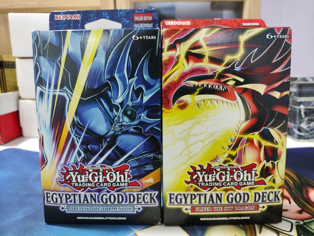 Yu-Gi-Oh! Egyptian God Deck (Category: Raw Singles) located in Quezon City. Submitted by piggy1277 (Listing ID 1394302942, Image 1). Description: Yu-Gi-Oh! Egyptian God Decks Obelisk - 900 Slifer - 900 Kindly pm for further inquiries..