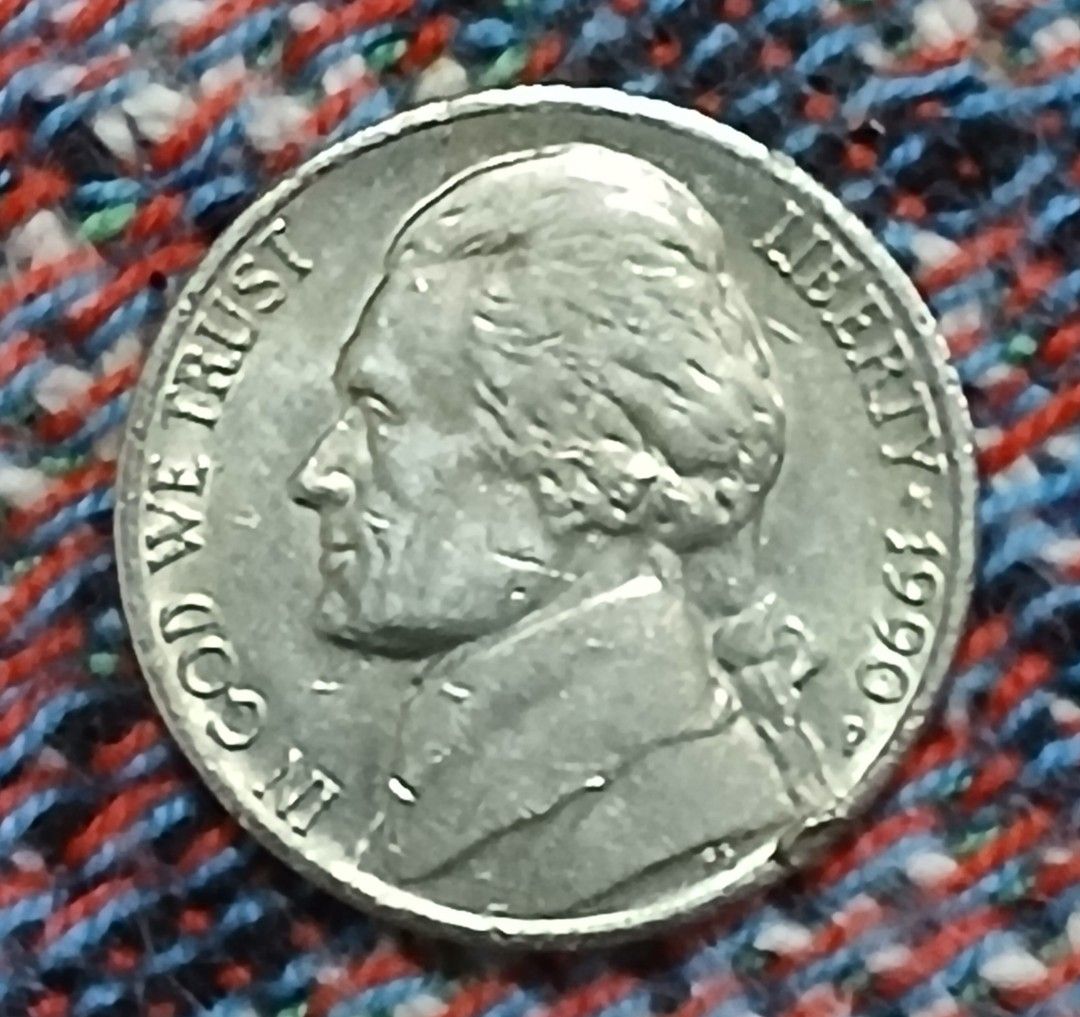 1990 P jefferson nickel usa (Category: Currency) located in Lipa City. Submitted by MAGBABALOT7 (Listing ID 1394549745, Image 1). Description: copper nickel compositio 21.2 mm in diameter.