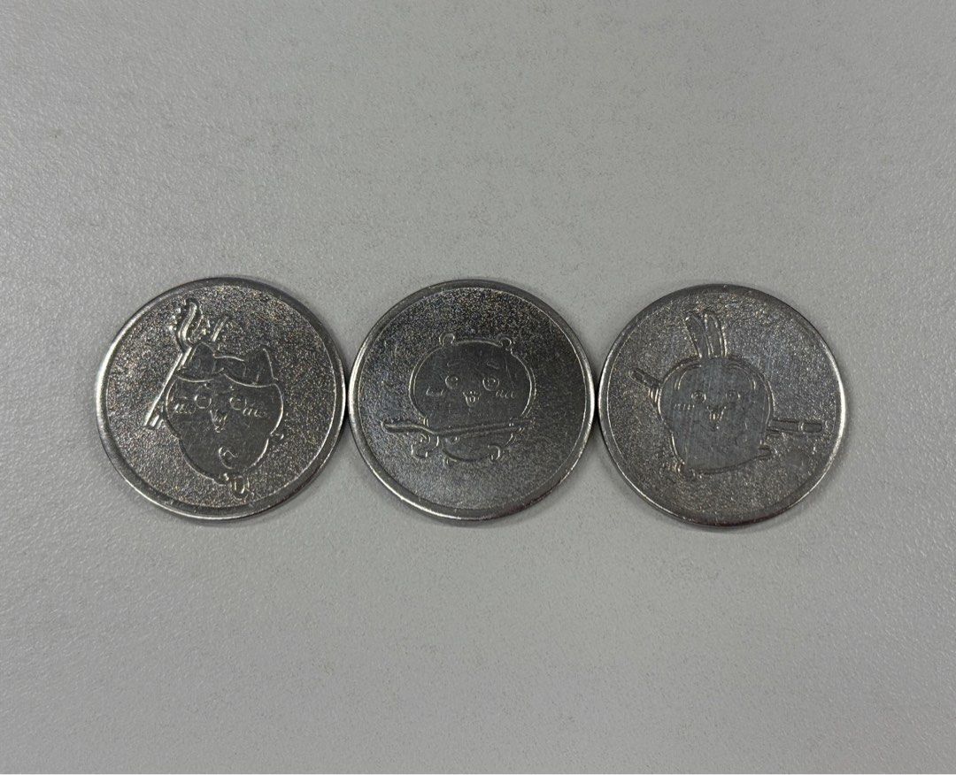 一套3個硬幣] 兔兔小八小chii 吉伊卡哇CHIIKAWA DAYS 紀念幣扭蛋幣銀幣coin coins 硬幣usagi 兔兔, 興趣及遊戲,  收藏品及紀念品, 錢幣- Carousell