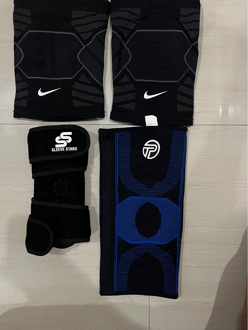 4pcs knee support Nike, pro tech, sleeve stars (Category: Braces, Support & Protection) located in Cabangan. Submitted by therare1 (Listing ID 1394409857, Image 1). Description: Good condition, authentic.