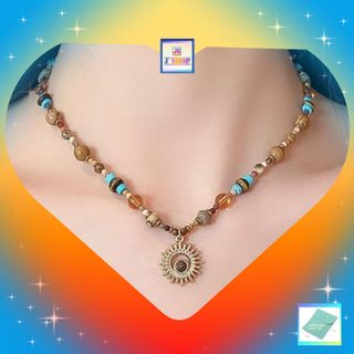 [Live every Sunday] Bohemian Vintage Style Tiger's Eye Stone Sunflower Necklace {Comes with a free精美 *button velvet pouch* one only ※ While stocks last ※} (Model: JS-N-157) [Long-term discount 10% off ※ Buy two items at once for 15% off, buy three or more items at once and get 20% off ※ Free SF Express shipping]64225406297345110