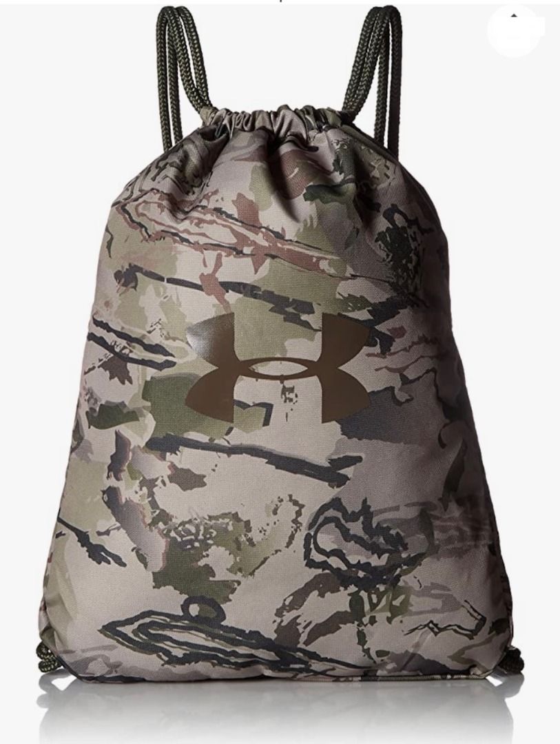 Authentic Under Armour Sackpack (Category: Belt bags, Clutches and Pouches) located in Paranaque City. Submitted by vanitelab (Listing ID 1394467621, Image 1). Description: Authentic & Brand-new UNDER ARMOUR SACKPACK Product Description: Material: Polyester Color: Green Camouflage Easy cinch drawstring Measurements: Bottom Width: 1.5 inches Height: 17.5 inches Width: 13 inches We sell authentic items only. Bought in the USA..