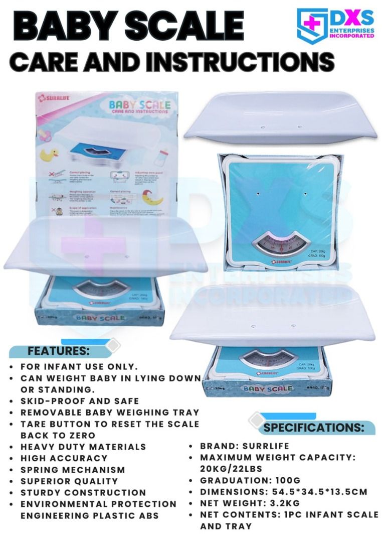 BABY WEIGHING SCALE (Category: Medical Supplies & Tools) located in Quezon City. Submitted by zyra26 (Listing ID 1394418848, Image 1). Description: There are two main types of baby weighing scales available for home use: digital and mechanical. Digital models tend to be more precise, with easy-to-read displays and extra features, while mechanical or hanging scales are more affordable and durable. Some versatile digital options can also convert in