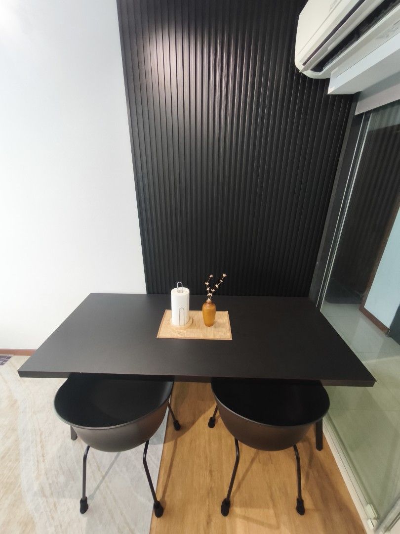 Dining Table (Category: Tables & Sets) located in Singapore. Submitted by ___momlife (Listing ID 1394483766, Image 3). Description: - Stylish black dining table - Heavy - Chairs not included - Sleek, modern design with matte finish - Comes with customised table mat - Well-maintained and ready for use - Arrange own delivery.