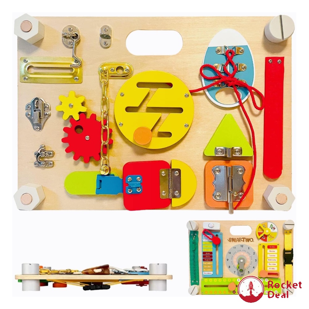 Busy Board for Toddlers, Wooden Sensory Toys, Preschool Learning ...