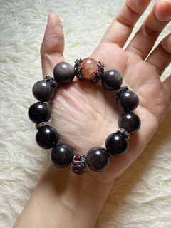 貓眼銀曜石紅膠花diy水晶手串   15+mm64218662151298110