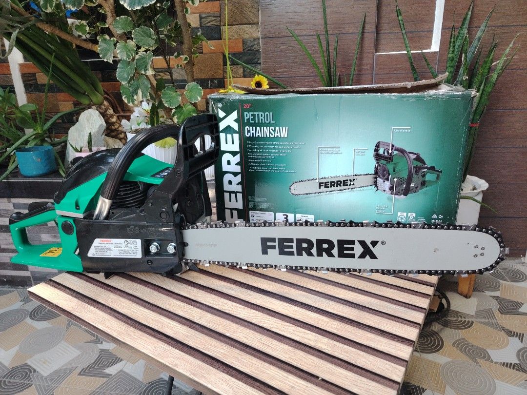 Ferrex chainsaw (Category: Gardening Tools & Ornaments) located in Malolos. Submitted by axe23 (Listing ID 1394407041, Image 2). Description: Ferrex gasoline chainsaw 20 inch bar diameter 2 stroke 53cc gasoline engine Branded and heavy duty Surplus tools from Australia Actual photo posted Item tested and working properly Good as bnew.
