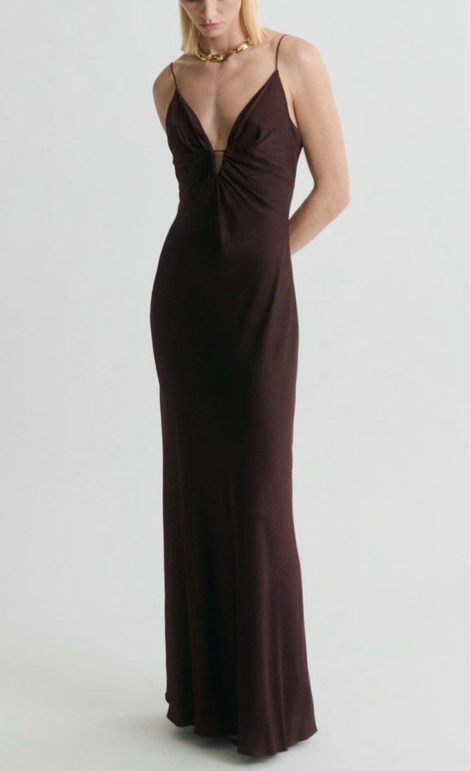 RENT: Mango Dark Brown Silk Dress (Category: Dresses) located in San Juan City. Submitted by japanesedenimm_ (Listing ID 1394431272, Image 2). Description: NOT FOR SALE Dress for rent! og price 4k+ dark brown color! super nice and flattering 🥹 size small on tag but can fit until medium! 800 for 4 days! Day 1 is Pickup, Day 4 is Return (no need to wash, we will wash it) + 2k security deposit refundable upon return in good condition Lalamove/grab 