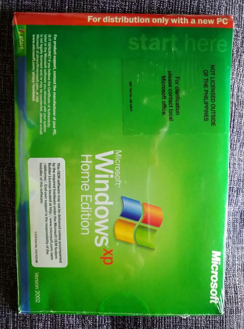 Genuine Microsoft WINDOWS XP Home Edition version 2002 with Service Pack Edition 2 (Category: Office & Business Technology) located in Paranaque City. Submitted by sapporohokkaido (Listing ID 1394432437, Image 3). Description: - Genuine Microsoft Windows XP Home Edition - Version 2002 with Service Pack 2 - Sealed and authentic - Perfect for older computers or retro builds - Includes the original CD and packaging.