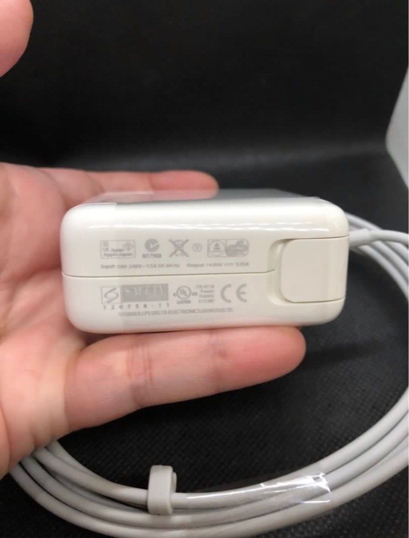 Magsafe 45watts for Macbook Charger (Category: Chargers) located in Pasig City. Submitted by lailahbeauty (Listing ID 1394472175, Image 3). Description: Best seller!!! For sale onhand Magsafe 2 T type 45 watts for macbook air charger. Original new/ unused charger. I have 85 watts also if u like. For more details you can contact me directly for fast transaction. Available also 60watts and 85 watts. Message me for the prices. Buy na!.