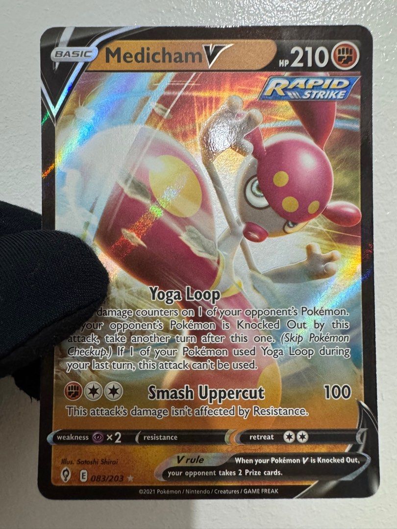 Pokemon Card: Medicham V [Evolving Skies] (Category: Raw Singles) located in Pasig City. Submitted by justforfun-collectibles (Listing ID 1394599016, Image 1). Description: .